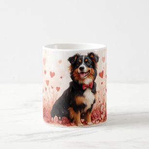 Australian Shepherd met Rozen - Valentijnsdag Koffiemok