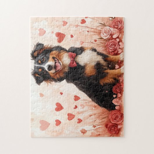 Australian Shepherd met Rozen - Valentijnsdag Legpuzzel (Verticaal)