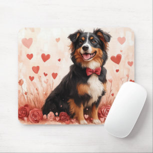Australian Shepherd met Rozen - Valentijnsdag Muismat