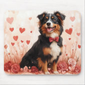 Australian Shepherd met Rozen - Valentijnsdag Muismat (Voorkant)