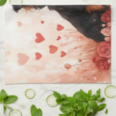 Australian Shepherd met Rozen - Valentijnsdag Theedoek (Gevouwen)