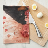 Australian Shepherd met Rozen - Valentijnsdag Theedoek (Quarter Fold)