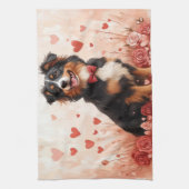 Australian Shepherd met Rozen - Valentijnsdag Theedoek (Verticaal)