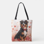 Australian Shepherd met Rozen - Valentijnsdag Tote Bag (Achterkant)