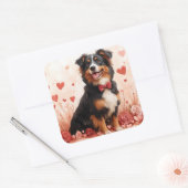Australian Shepherd met Rozen - Valentijnsdag Vierkante Sticker (Envelop)