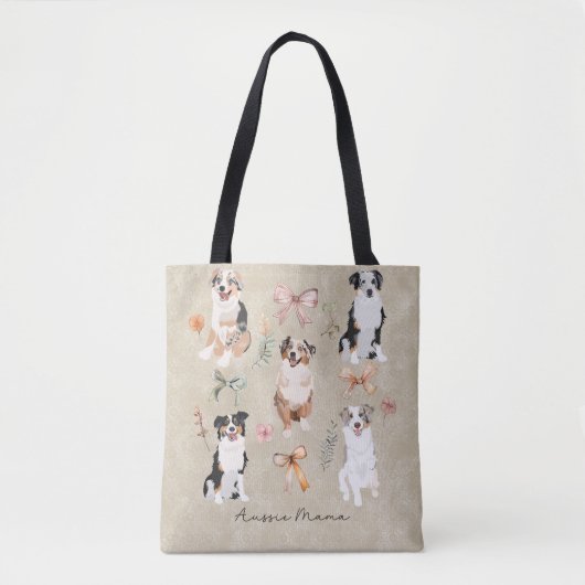 Australian Shepherd Mom & Aussie Mama Coquette Bow Tote Bag (Voorkant)