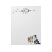Australian Shepherd Monogram gepersonaliseerd Notitieblok (Linkerzijde)