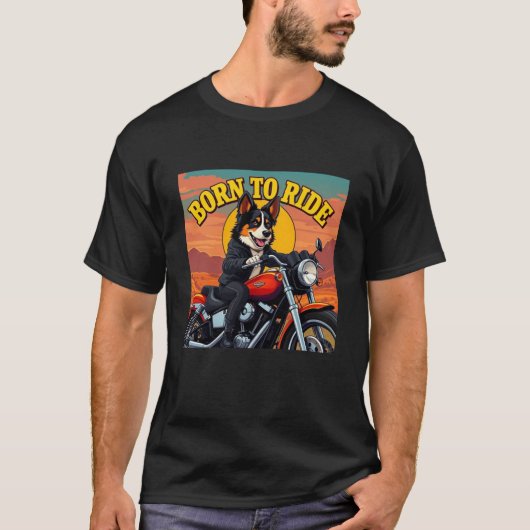Australian Shepherd motorrijder geboren om te rijd T-shirt (Voorkant)