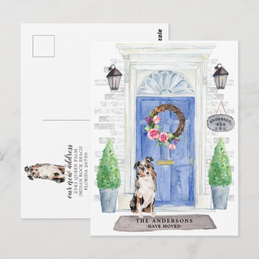 Australian Shepherd Moving Announcement Briefkaart (Voorkant / Achterkant)