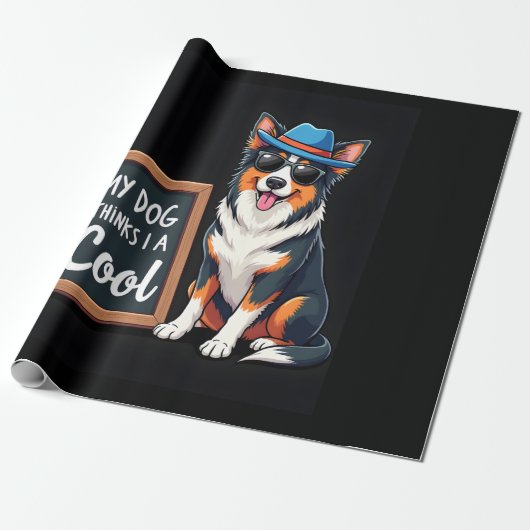 Australian Shepherd My Dog Thinks I'm Cool For Dog Cadeaupapier (Uitgerold)