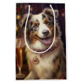Australian Shepherd Nieuwjaar Medium Cadeauzakje (Voorkant)
