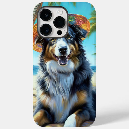 Australian Shepherd On Beach hondenliefhebber zome Case-Mate iPhone Case (Achterkant)