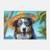 Australian Shepherd On Beach hondenliefhebber zome Deurmat (Voorkant)