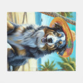 Australian Shepherd On Beach hondenliefhebber zome Fleece Deken (Voorkant (Horizontaal))