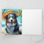 Australian Shepherd On Beach hondenliefhebber zome Kaart (Binnen)