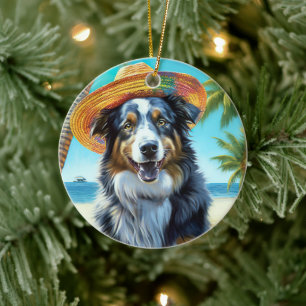 Australian Shepherd On Beach hondenliefhebber zome Keramisch Ornament
