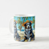 Australian Shepherd On Beach hondenliefhebber zome Koffiemok (Voorkant links)