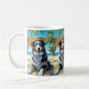 Australian Shepherd On Beach hondenliefhebber zome Koffiemok