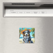 Australian Shepherd On Beach hondenliefhebber zome Magneet (Insitu (Vaatwasser))