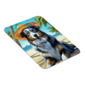 Australian Shepherd On Beach hondenliefhebber zome Magneet (Rechterzijde)