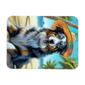 Australian Shepherd On Beach hondenliefhebber zome Magneet (Horizontaal)