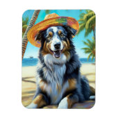 Australian Shepherd On Beach hondenliefhebber zome Magneet (Verticaal)