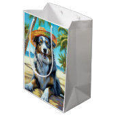 Australian Shepherd On Beach hondenliefhebber zome Medium Cadeauzakje (Achterkant Gekanteld)