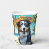 Australian Shepherd On Beach hondenliefhebber zome Papieren Bekers (Achterkant)