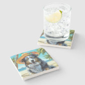 Australian Shepherd On Beach hondenliefhebber zome Stenen Onderzetter (Zijkant)