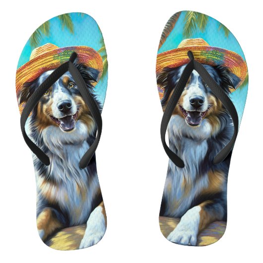 Australian Shepherd On Beach hondenliefhebber zome Teenslippers (Voetbed)