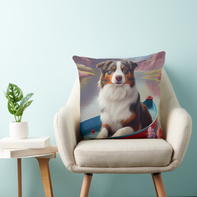 Australian Shepherd op een Peddel: Een Schitterend Kussen (Stoel)