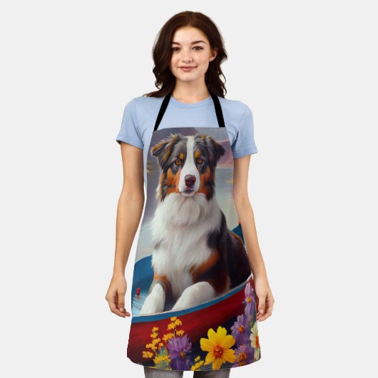 Australian Shepherd op een Peddel: Een Schitterend Schort (Gedragen)