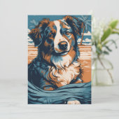 Australian Shepherd op een tropisch strand Feestdagenkaart (Staand voorkant)
