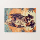 Australian Shepherd op een tropisch strand Legpuzzel (Horizontaal)