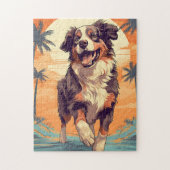 Australian Shepherd op een tropisch strand Legpuzzel (Verticaal)