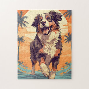 Australian Shepherd op een tropisch strand Legpuzzel