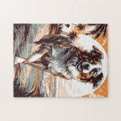 Australian Shepherd op een tropisch strand Legpuzzel (Horizontaal)