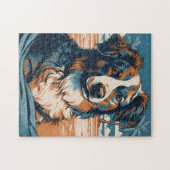 Australian Shepherd op een tropisch strand Legpuzzel (Horizontaal)