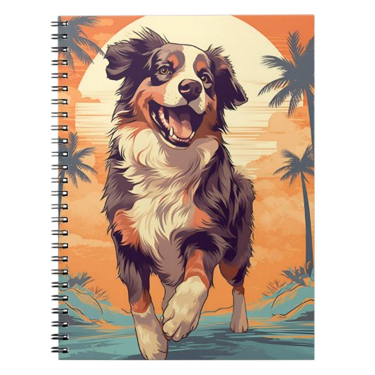 Australian Shepherd op een tropisch strand Notitieboek (Voorkant)