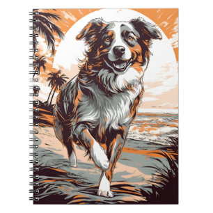 Australian Shepherd op een tropisch strand Notitieboek