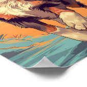 Australian Shepherd op een tropisch strand Poster (Hoek)