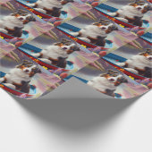 Australian Shepherd op Paddle: Een Schilderachtig Cadeaupapier (Hoek)