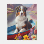 Australian Shepherd op Paddle: Een Schilderachtig  Fleece Deken (Voorkant)