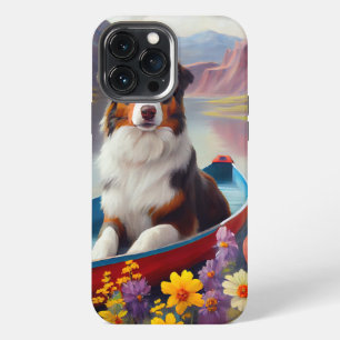 Australian Shepherd op Paddle: Een Schilderachtig iPhone 13 Pro Max Hoesje