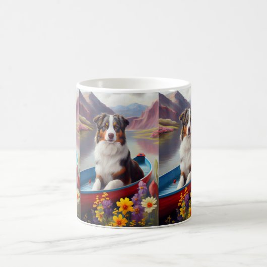 Australian Shepherd op Paddle: Een Schilderachtig Koffiemok (Center)