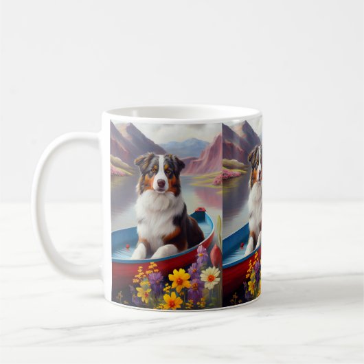 Australian Shepherd op Paddle: Een Schilderachtig  Koffiemok (Links)