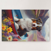 Australian Shepherd op Paddle: Een Schilderachtig  Legpuzzel (Horizontaal)
