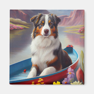 Australian Shepherd op Paddle: Een Schilderachtig  Magneet