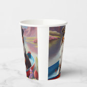 Australian Shepherd op Paddle: Een Schilderachtig  Papieren Bekers (Links)