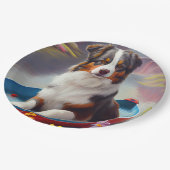 Australian Shepherd op Paddle: Een Schilderachtig  Papieren Bordje (Gekanteld)